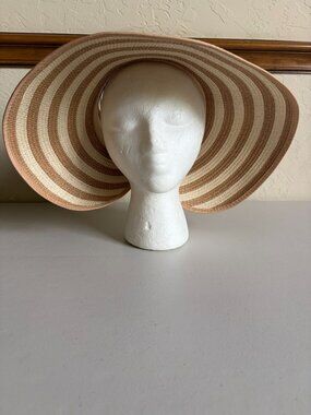 Magid Straw Hat Bow Striped Paper Woven Hat Roll Up Packable
